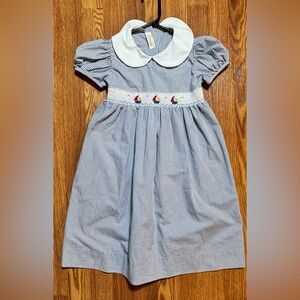 ANAVINI - Adorable Blue Checkered Kids Dress with Sailboat Accents